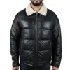 Truclothing Puffer Quilted Aviator Bomber Jacket In Black