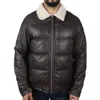 Truclothing Puffer Quilted Aviator Bomber Jacket In Brown