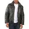 Truclothing Quilted Faux Fur Collar Leather Jacket In Black