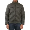 Truclothing Quilted Puffer Soft Napa Leather Jacket In Green