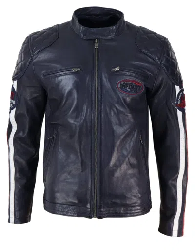 Truclothing Racing Jacket With Striped Sleeves In Blue