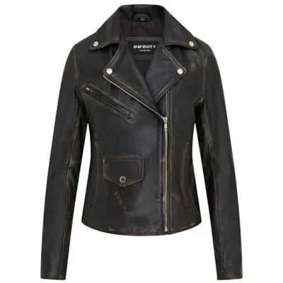 Truclothing Real Leather Brando Style Biker Jacket In Black