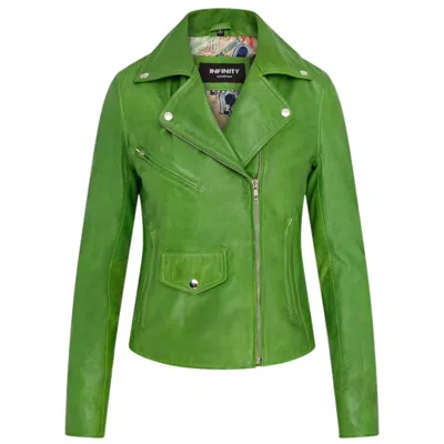 Truclothing Real Leather Brando Style Biker Jacket In Green