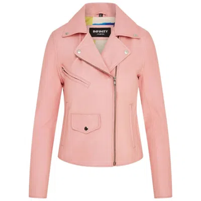 Truclothing Real Leather Brando Style Biker Jacket In Pink