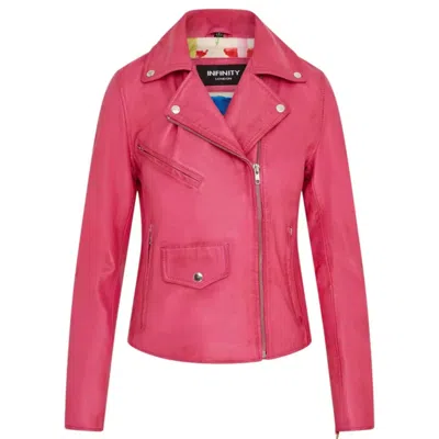 Truclothing Real Leather Brando Style Biker Jacket In Pink