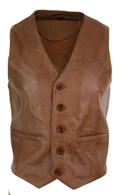 Truclothing Real Leather Gilet Vintage Waistcoat In Multi