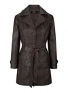 Truclothing Real Leather Mid Length Blazer In Brown