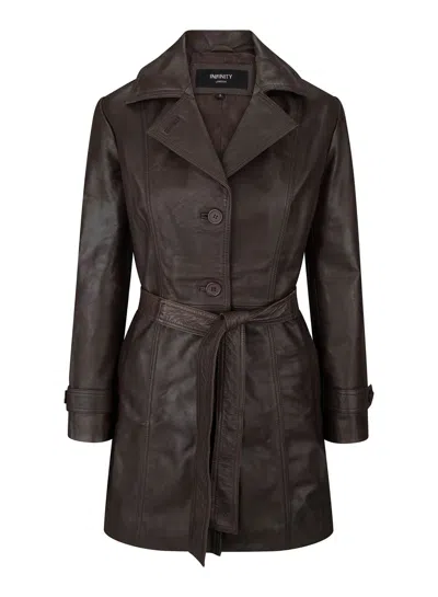 Truclothing Real Leather Mid Length Blazer In Brown