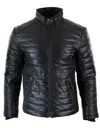 Truclothing Real Leather Quilted Puffer Jacket In Black