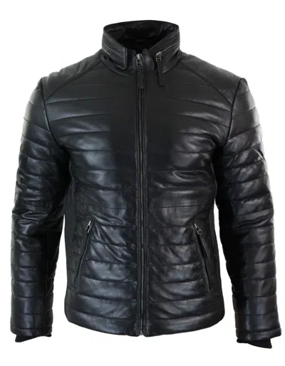 TRUCLOTHING REAL LEATHER QUILTED PUFFER JACKET