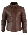 Truclothing Real Leather Quilted Puffer Jacket In Multi