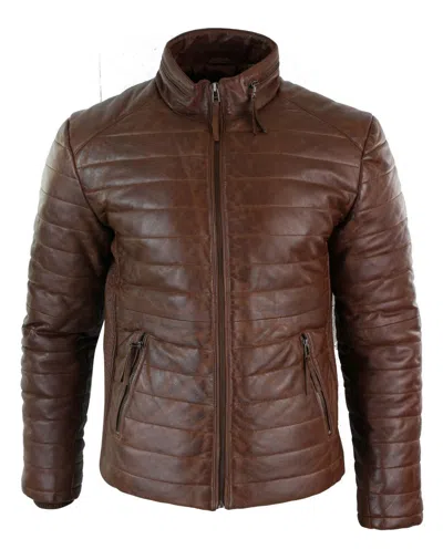 Truclothing Real Leather Quilted Puffer Jacket In Multi