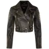 Truclothing Real Leather Short Cropped Length Brando Style Biker Jacket In Black