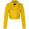 Truclothing Real Leather Short Cropped Length Brando Style Biker Jacket In Yellow