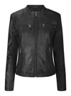 Truclothing Real Leather Slim Fit Soft Zip Biker Style Jacket In Black