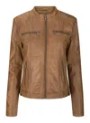 Truclothing Real Leather Slim Fit Soft Zip Biker Style Jacket In Multi