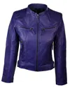 Truclothing Real Leather Slim Fit Soft Zip Biker Style Jacket In Purple