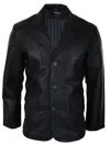 Truclothing Real Leather Smart Casual Blazer In Black