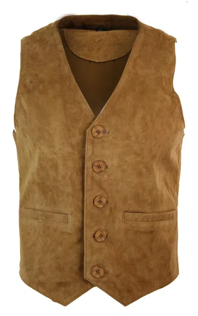Truclothing Real Suede Vintage Waistcoat Gilet In Multi