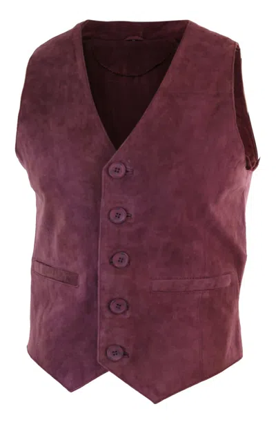 Truclothing Real Suede Vintage Waistcoat Gilet In White