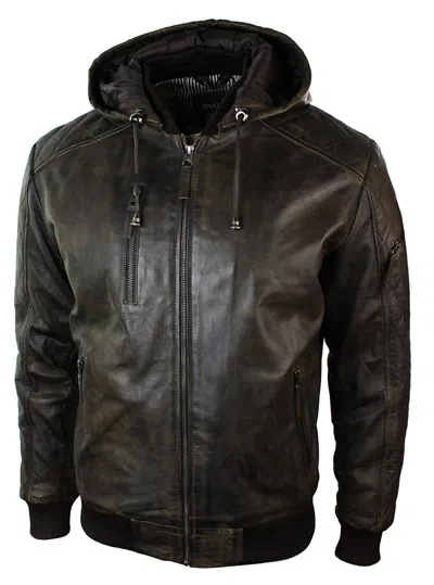 Truclothing Removable Hood Quilted Bomber Jacket In Brown