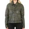 Truclothing Retro Classic Collar Biker Leather Jacket In Green