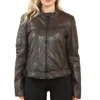 Truclothing Retro Quilted Leather Biker Jacket In Brown