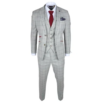 Pre-owned Truclothing Robert Simon Andrew - Men's 3 Piece Grey Checked Suit