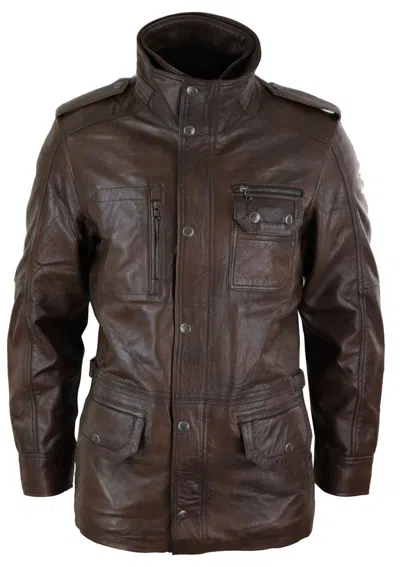 Truclothing Safari Parka Long Jacket In Brown