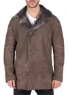 Truclothing Sheepskin Coat Beige Jacket Button Down In Grey