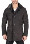 Truclothing Sheepskin Coat Jacket Button Down In Brown