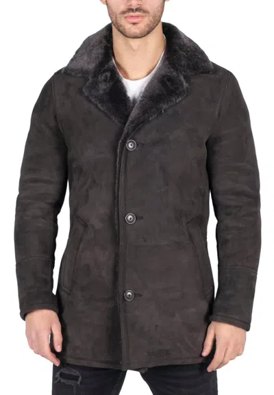 Truclothing Sheepskin Coat Jacket Button Down In Brown