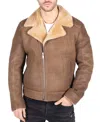 Truclothing Sheepskin Cross Zip Aviator Cream Jacket With Fur In Brown