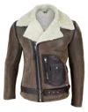 Truclothing Sheepskin Cross Zip Jacket Pilot Flight In Brown