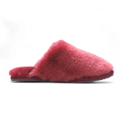 Truclothing Sheepskin Fluffy Slippers Cozy Indoor Warm Shoes In Red