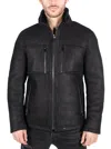 Truclothing Sheepskin Jacket Casual Vintage In Black