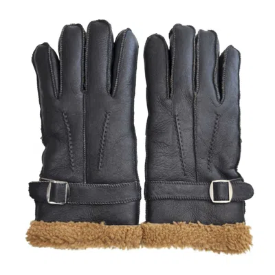 Truclothing Sheepskin Leather Gloves Winter Shearling Lined Buckle Strap In Brown