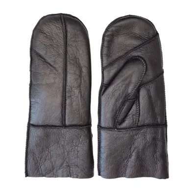 Truclothing Sheepskin Mittens Leather Winter Gloves Shearling Wool Lining In Black