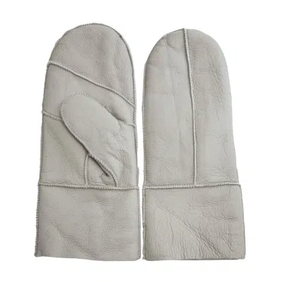 Truclothing Sheepskin Mittens Leather Winter Gloves Shearling Wool Lining In Gray