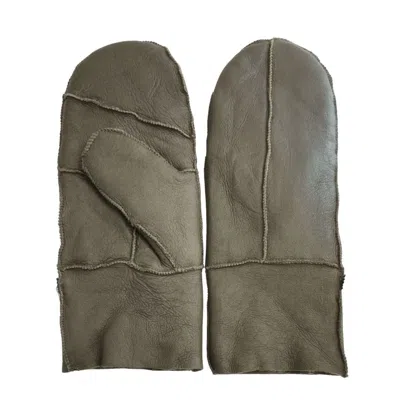 Truclothing Sheepskin Mittens Leather Winter Gloves Shearling Wool Lining In Green