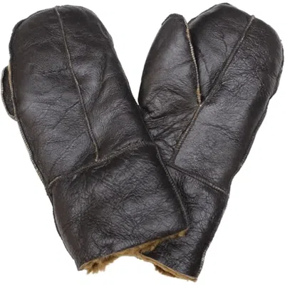 Truclothing Sheepskin Shearling Mittens Winter Thermal Gloves In Brown
