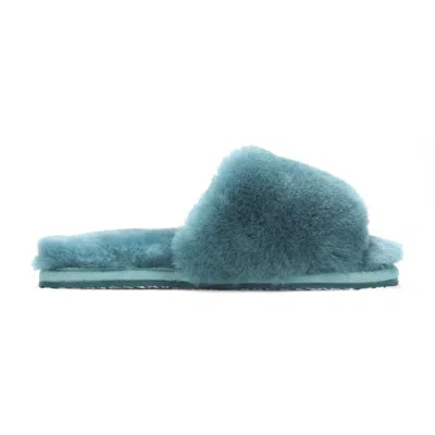 Truclothing Sheepskin Slippers Warm Winter Indoor Comfort Sliders In Blue