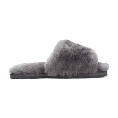 Truclothing Sheepskin Slippers Warm Winter Indoor Comfort Sliders In Gray