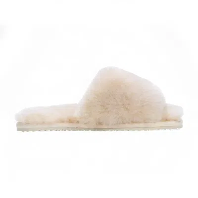 Truclothing Sheepskin Slippers Warm Winter Indoor Comfort Sliders In White