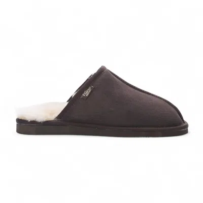 Truclothing Sheepskin Suede Mule Slippers In Brown