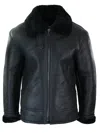 Truclothing Sherling Sheepskin Cross Zip B3 Pilot Jacket In Black