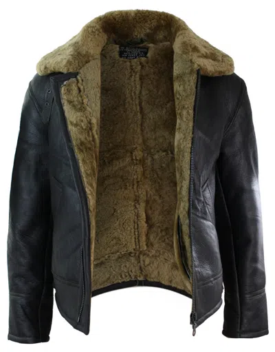 Truclothing Sherling Sheepskin Cream B3 Pilot Jacket In Green