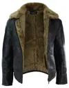 Truclothing Sherling Sheepskin Cross Zip B3 Pilot Jacket In Multi