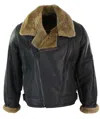 Truclothing Sherling Sheepskin Cross Zip B3 Pilot Jacket In Multi