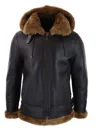 Truclothing Sherling Sheepskin Hood Jacket Aviator In Multi